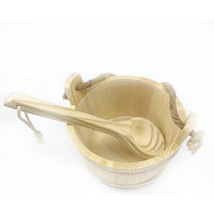 HJJKKH Sauna Bucket Ladle Set-Sauna Accessories with Handmade Wooden Bucket Ladle Plastic Liner Rope Handle for Sauna Steam Room (Rope Handle-1)