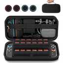 SnapTek Large Capacity Carrying Case for Nintendo Switch 2 - 3 in 1,with 24 Game Card Slots & 4 Thumb Grip Caps,Protective Hard Shell Portable Travel Case Pouch for Switch 2,Black