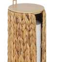 Freestanding Toilet Paper Holder with Storage,3 Rolls of Tissue Holder for Bathroom,Handmade Woven Toilet Paper Roll Holder Stand,Water Hyacinth Boho Bathroom Decor Farmhouse Toilet Paper Storage