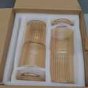 GOSCHE Glass Cups with Lids and Straws, 20oz Drinking Jar Glass Tumbler Iced Coffee Cups Set, Vintage Ripple Glassware Smoothie Cups for Water Coffee Tea, Amber, 2 Pcs