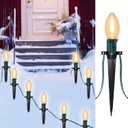 SUNSGNE C9 LED Christmas Pathway Lights Outdoor 38 Feet Sidewalk String Lights with Marker Stakes, 25 LED Clear Connectable Christmas Walkway Markers Lights for Outside Porch Garden Yard Lawn Decor (LED Warm White)