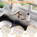 23.6 Inch Stone Faucet Mat for Kitchen Sink Splash Guard, Diatomite Sink Protectors for Kitchen Sinks Behind Faucet, Quick Dry Water Absorbing Stone Tray , Drip Catcher (White, 23.6" x 3.9")