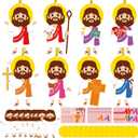 Frienda 48 Set Easter Jesus Loves You Craft Religious Craft Kit Make a Jesus Christian Ornament Stickers Bulk DIY Arts for Fun Easter Party Home Activities Decors