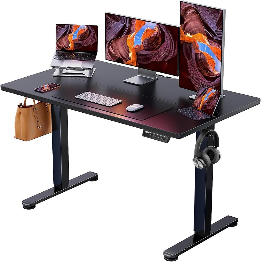 ErGear Height Adjustable Electric Standing Desk, 48 x 24 Inches Sit Stand up Desk, Memory Computer Home Office Desk (Black) (48*24 Inch, Black)