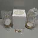 Versatile Metal Candle Holder Set with Handmade Glass Dome,Antique Brass Pillar Candle Stand, 5.2" & 4.1" Wide for Tabletop or Hanging, Industrial & Farmhouse Decor