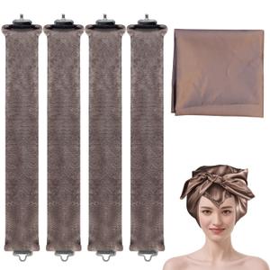 Overnight Blowout Rods,Velvet Heatless Curls Roller for Long Hair to Sleep in, Soft Satin Curlers with Scarf for Volume and Blowout Look