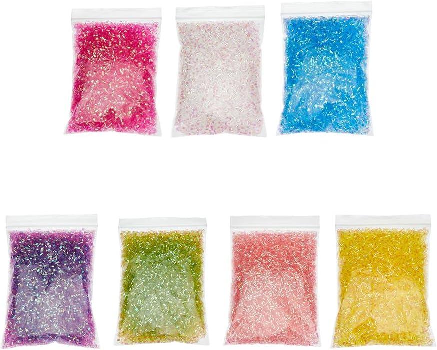DICOSMETIC 7 Bags 140g Crispy Bingsu Beads for Slim Iridescent Soft Straw Tube 3D Glitter Plastic Assortment Crunchy Slime Microbeads Supplies, 1 Color/Bag