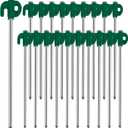 Tent Stakes, 20PCS Galvanized Ground Stake, 10 Inch Non-Rust Metal Tent Pegs Camping Tent Spikes Anchors for Outdoor Canopy, Yard Stakes for Garden, Hiking -Green