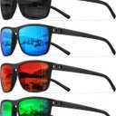 STORYCOAST Polarized Sunglasses for Men Women Classic Square Sports Fishing Running Golf Sun Glasses UV Protection (4pack-black+red+blue+green)