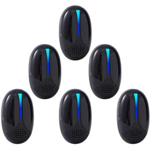 2026 Upgraded Ultrasonic Repeller Insect Indoor, Mouse Traps Repellent Insert Plug in, Pest Control Ant,Roach,Rodent, Mouse, Bugs, Mosquito, Spider, for Home, Office, Warehouse 6 Packs, Black