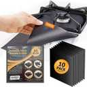10 pack, gas stove protector, stove burner liners, stovetop range protectors, set top burner covers black, size 10.6” x 10.6” non stick reusable cover easy to clean, double thickness