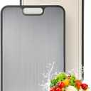 Titanium Cutting Board for Kitchen, Non Toxic Stainless Steel Cutting Board Double Sided, Food Grade Pure Titanium & Wheat Straw PP, Meat & Vegetable Chopping Boards, Scratch Resistant, Large 1611