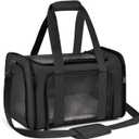 Transport Bag for Cats, Dogs, Foldable Carry Box for Medium Small Pets on Plane, Transport Box for Pets, 15 lbs Cats Dogs Carry Box (Black, Medium)