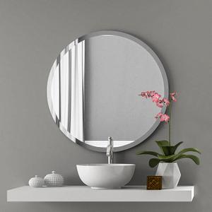 Frameless Round Mirror 24 Inch, Round Mirror with 1 inch Beveled Edge, Beveled Bathroom Mirrors for Vanity, Living Room, Entryways
