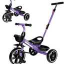 KRIDDO 2-in-1 Toddler Tricycle for Ages 18 Months to 5 Years Old - Extended Push Handle for Effortless Push, Gift Trike for Toddler 3 to 5 Year, Kids Tricycle with Foldable Front Footrest, Purple