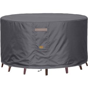 Heavy Duty Waterproof Patio Furniture Covers,Fade Resistant Round Outdoor Table and Chair Covers Round 96" Diax28 H Dark Grey