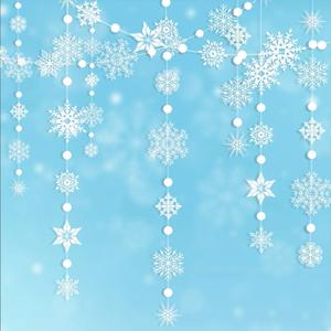 Decor365 Winter Wonderland White Snowflake Garland kit Hanging Snow Flakes for Christmas New Year Party Decoration for Home/ Office/ Showcase/ Ceiling/ Doorway/ Mantel/ Birthday/ Baby Shower/ Wedding