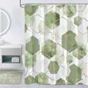 Sage Green Modern Shower Curtain for Bathroom, Geometric Art Decor Waterproof Bath Curtain, Abstract Fabric Shower Curtain Sets for Home Decor, 72x72 Inch