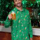 Arvilhill Mens St Patrick's Button Shamrock Clover Printed Long Sleeve Shirt (S-3XL) (M)