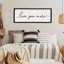 Love You More Sign Wall Decor 40''15'' Large Vintage Framed Wood Modern Farmhouse Wall Decor for Master Bedroom Above Over Bed Minimalist Wall Art Hanging (Black)