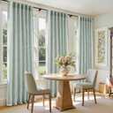 DriftAway 100% Blackout Linen Hygge Striped Curtains Double Layer Farmhouse Drapes 96 Inches Long for Living Room Bedroom Yarn Dyed Woven Thermal Insulated Rod Pocket Back Tab 2 Panels Loden Green, 52"W x 96"L