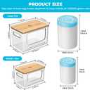 Trash Bag Holder Dispenser with Bamboo Lid, 2 Pack Clear Stackable Plastic Grocery Bag Holder for Home Kitchen Pantry Countertop, Medium & Large Wall Mounted Storage Bins for Onion Potato Storage