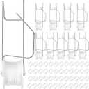 Greenhouse Trellising Kit, 10 PCS Tomato Hooks with String & 100 PCS Support Clips, Metal & Nylon, White, Linear Plant Support, Tomato Trellis