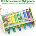 6-IN-1 Wooden Montessori Toys for 1 Year Old, Mole-Tapping Game | Play the Xylophone | Frog Clock | Carrot Harvest Game | Spinning Gear, Toddler Toys Aged 1-4, Baby Toy Gift for Early Learning