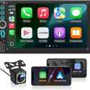 7'' Wireless Double Din Car Stereo Carplay Radio Screen for Car Audio Receivers, Bluetooth Car Play Android Auto Touchscreen, Mirror Link, FM/AM, Backup Camera, Type-C