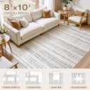 kakania 8x10 Washable Area Rug: Non Slip Soft Thin Carpet, Boho Geometric Modern Decor, Easy Clean Indoor Floor Large Rugs for Living Room Bedroom Kids Dorm Office Dining - Grey