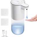 Automatic Soap Dispenser Touchless-Rechargeable,Liquid soap Dispenser-4 Adjustable Levels,4 Power Indicators-13.4oz-Suitable for Kitchen and Bathroom (ASD0001-Liquid Soap Dispenser, White-1)