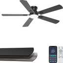 52'' Black Flush Mount Ceiling Fan with Lights for Bedroom