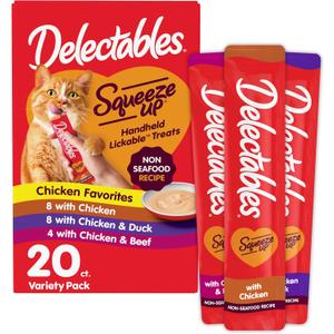 Delectables Squeeze Up Non-Seafood Variety Pack Lickable Cat Treat, 20 Count (Pack of 1) (EXP 12/10/27)