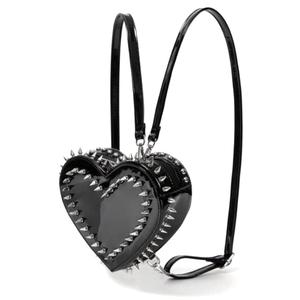 CUXVA Heart Shape Backpack Fashion Heart Studded Bag Cute Crossbody Purse for women