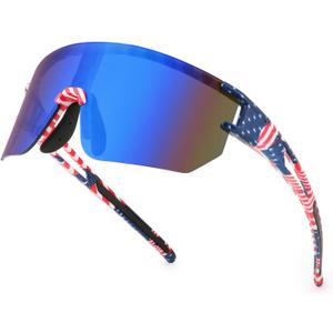 WANWAN Men Women Cycling Sunglasses, 80s Sport Baseball Mirrored Sun Glasses for Youth Adults Running Softball