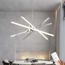 Dniwmdd Modern Sputnik Chandelier Ceiling LED Black Pendant Light Embedded Mount Chandeliers Dining Room Light Fixtures Over Table Dimmable with Remote Control for Living Room Kitchen Bedroom (White)