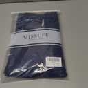 Missufe Women's Round Neck Sleeveless Tie Waist Knit Side Slit Slim Tank Midi Dress (Blue)