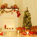 4 FT Artificial Pre-Lit Potted Christmas Tree Entrance Decor w/ 3 Lighting Modes