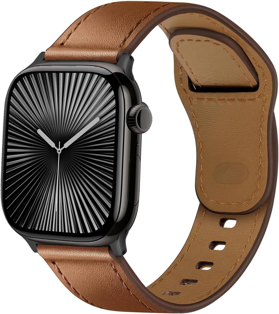 Leather Bands for Apple watch Band 44mm 45mm 46mm 49mm 40mm 41mm 38mm 42mm iWatch Bands for Men Women,Genuine Leather Strap Wristband for Apple watch Series 10 9 8 7 6 5 4 3 SE/2nd Ultra/2