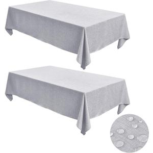 Fitable Faux Linen Tablecloths for Rectangle Tables: Water & Stain Resistant Farmhouse Table Cloth, Washable Burlap Textured Table Covers for Kitchen Dining Party(2 Pack, 60x84 Inch, Light Grey)