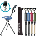 STEP2GOLD Ta-Da Chair Series 2 PRO, Portable Trekking Hiking Pole, Folding Walking Stick with Seat, Walking Cane with Chair, Foldable Chair, Lightweight Aluminum, Easy Carry and Storage, Anti-Slip, Black