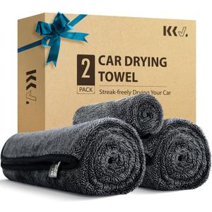 KKV 2-Pack Microfiber Towels (35"x 24") Extra Large Ultra Absorbent Drying Towel for Cars and Trucks, Without Streaks, Scratches, or Water Spots