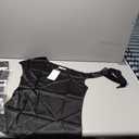 VIDUSSA Women's Off Shoulder Silk Tops Casual Short Sleeve Asymmetrical Neck Satin Blouse Shirts Size S, Black