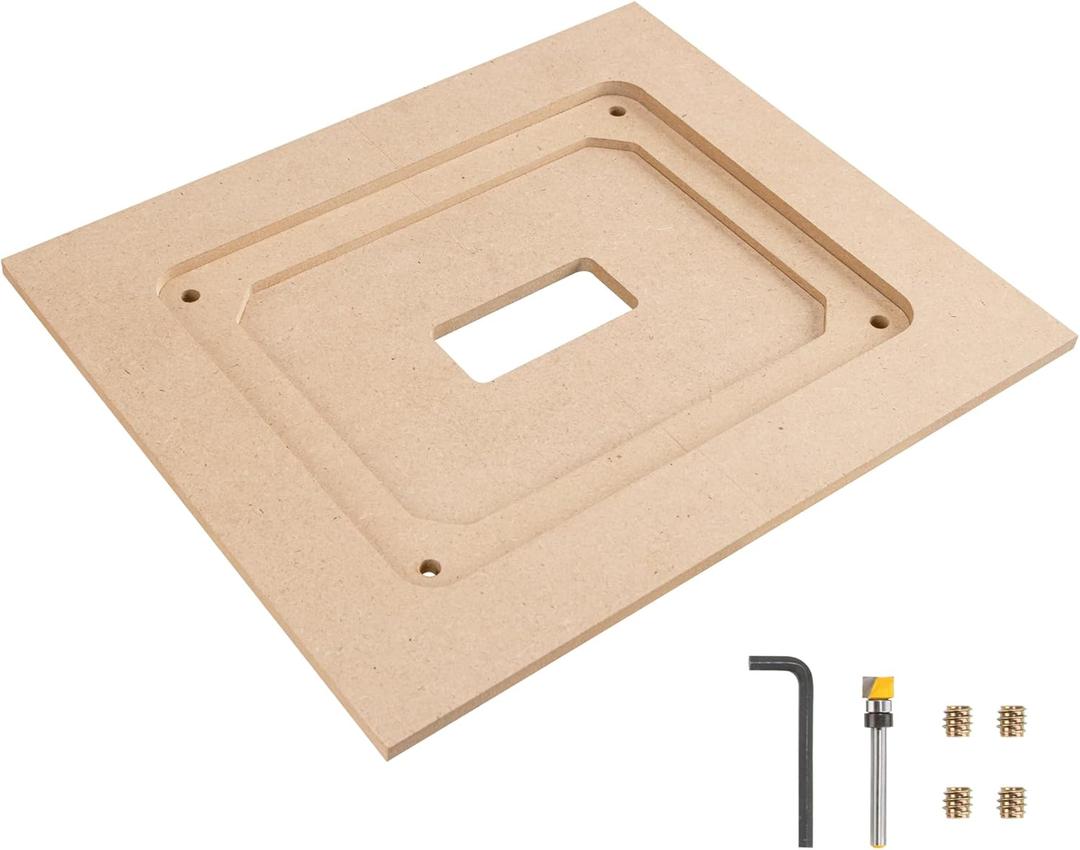 O'SKOOL Router Table Insert Plate Template Kit  Includes MDF Routing Template, Threaded Inserts, Router Bits for 9-1/4 x 11-3/4 Standard Plates, RTS020