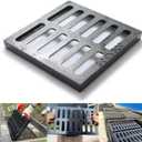 Cast Iron Drain Grate, 12 * 12in Heavy Duty Outdoor Drain Cover, B125 Class Channel Grate, Metal Sewer Grate, Black Square Drainage Grate for Concrete Floor, Yard, Driveway & Garage.