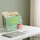 Azar Displays 250099 Three Tier File and Brochure Desktop Wall Organizer Holder with Dividers Brochure Display Stand Acrylic Holder, Fits 8.5" x 11" Files, Clear, 1 Pack