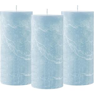 Simply Soson 3x6 inch Light Blue Pillar Candles Set of 3, Rustic Texture, Unscented Candles, Dripless Candles, 3 inch Pillar Candles Ideal as Wedding, Parties, Spas, Dinner, Home Decoration, Church