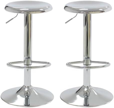 CAROLMADE Bar Stools Set of 2, Adjustable Metal Bar stools Swivel Counter Height Stool Backless Barstools for Kitchen Island Pub, Chrome