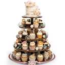 Funnymoom 5 Tier Large Round Cupcake Stand for 100 Cupcake Rustic Cupcakes Tower 360° Rotatable Wooden Cupcakes Holder Table Display Dessert Stand for Birthday Graduation Baby Shower Wedding 20.9''