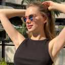 FancyPink Retro Mirrored Polarized Sunglasses for Women w UV400 Protection